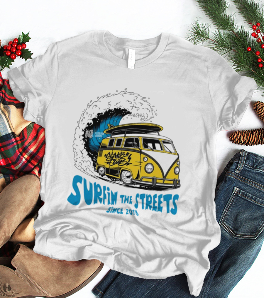 Static Club Volkswagen Bus Surfing Adventure Surfin The Streets Since 2018 T-Shirt