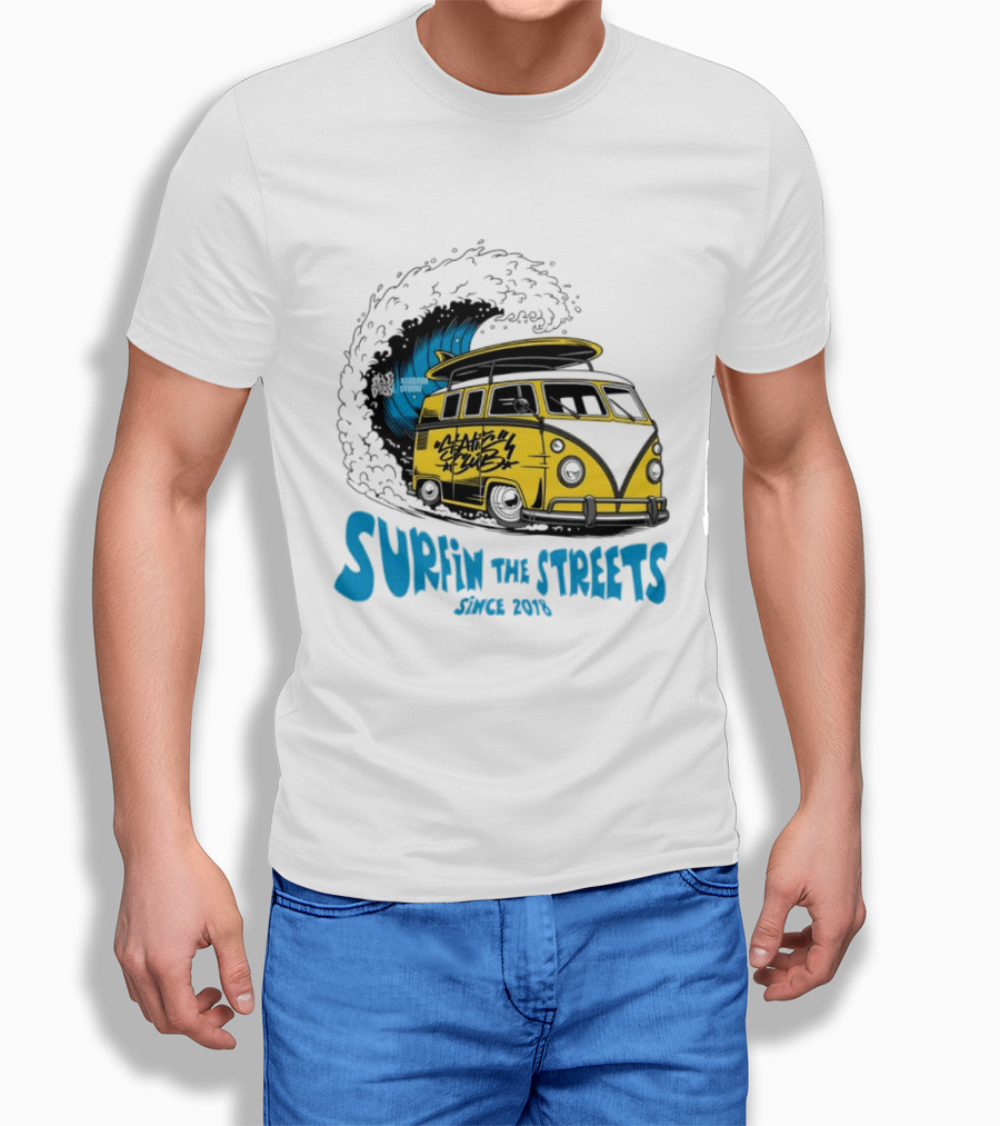 Static Club Volkswagen Bus Surfing Adventure Surfin The Streets Since 2018 T-Shirt