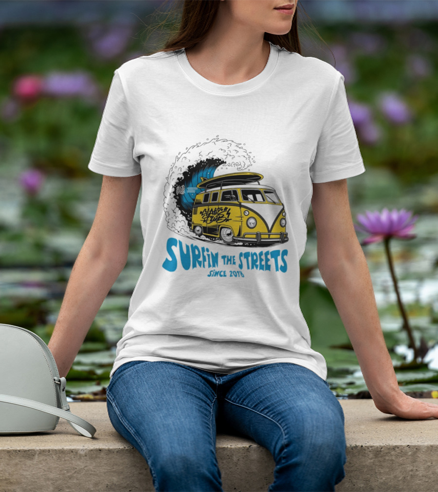 Static Club Volkswagen Bus Surfing Adventure Surfin The Streets Since 2018 T-Shirt