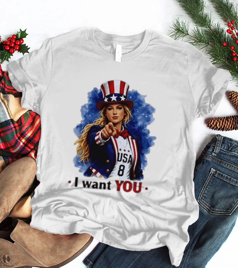 Uncle Sam Blonde Woman I Want You USA 8 Patriotic T-Shirt