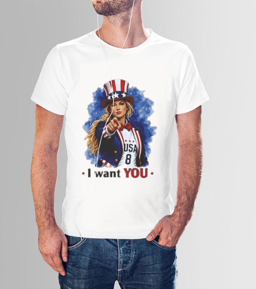 Uncle Sam Blonde Woman I Want You USA 8 Patriotic T-Shirt
