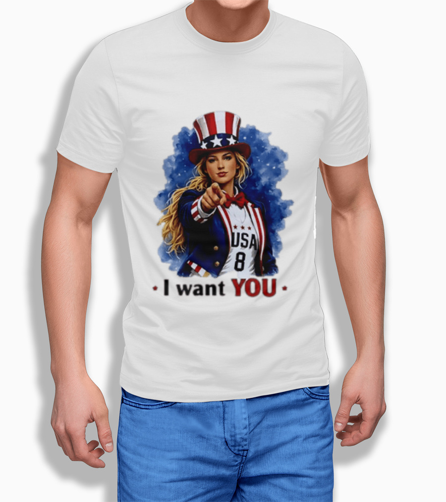 Uncle Sam Blonde Woman I Want You USA 8 Patriotic T-Shirt