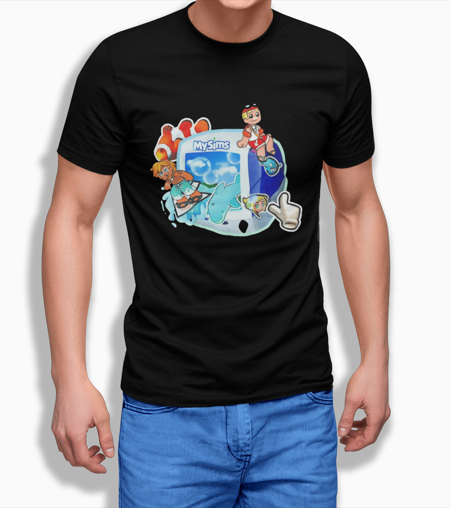 MySims Beach Adventure Clownfish Dolphin و Surfing Fun T-Shirt