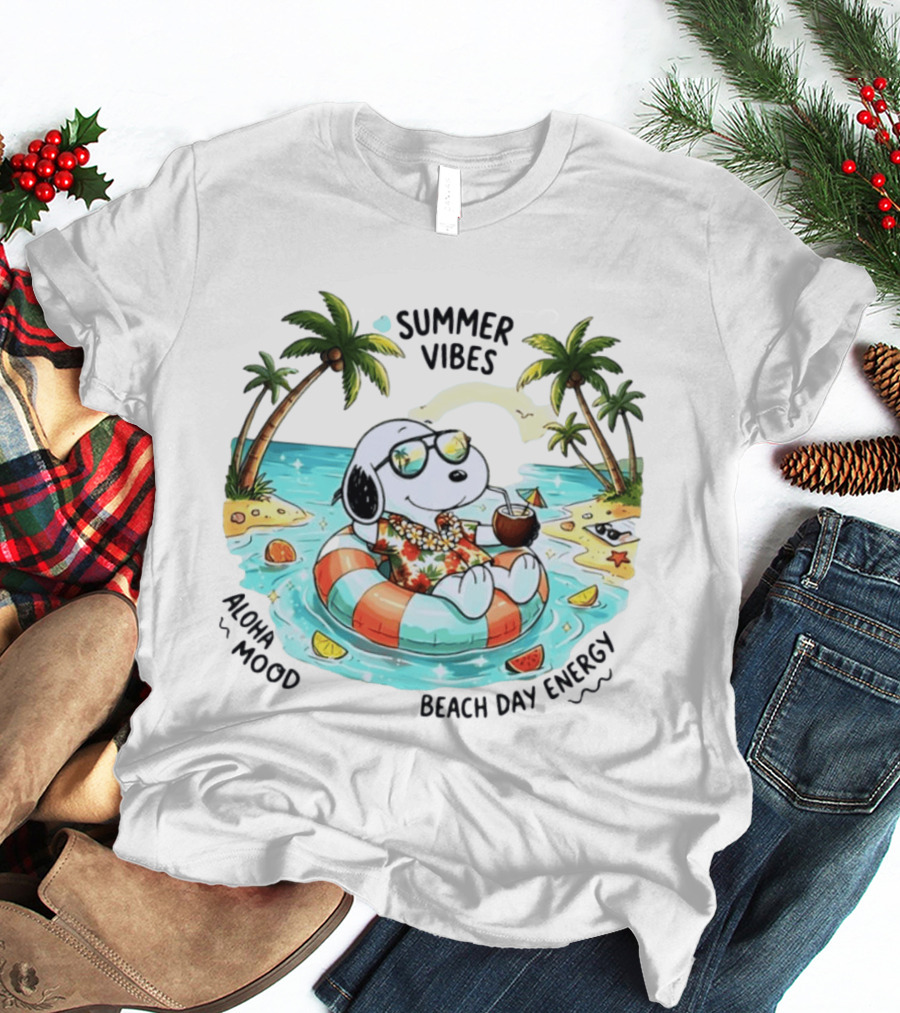 Summer Vibes Aloha Mood Beach Day Energy Snoopy Relaxing T-Shirt