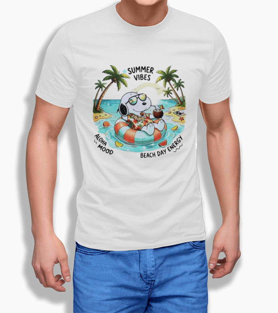 Summer Vibes Aloha Mood Beach Day Energy Snoopy Relaxing T-Shirt