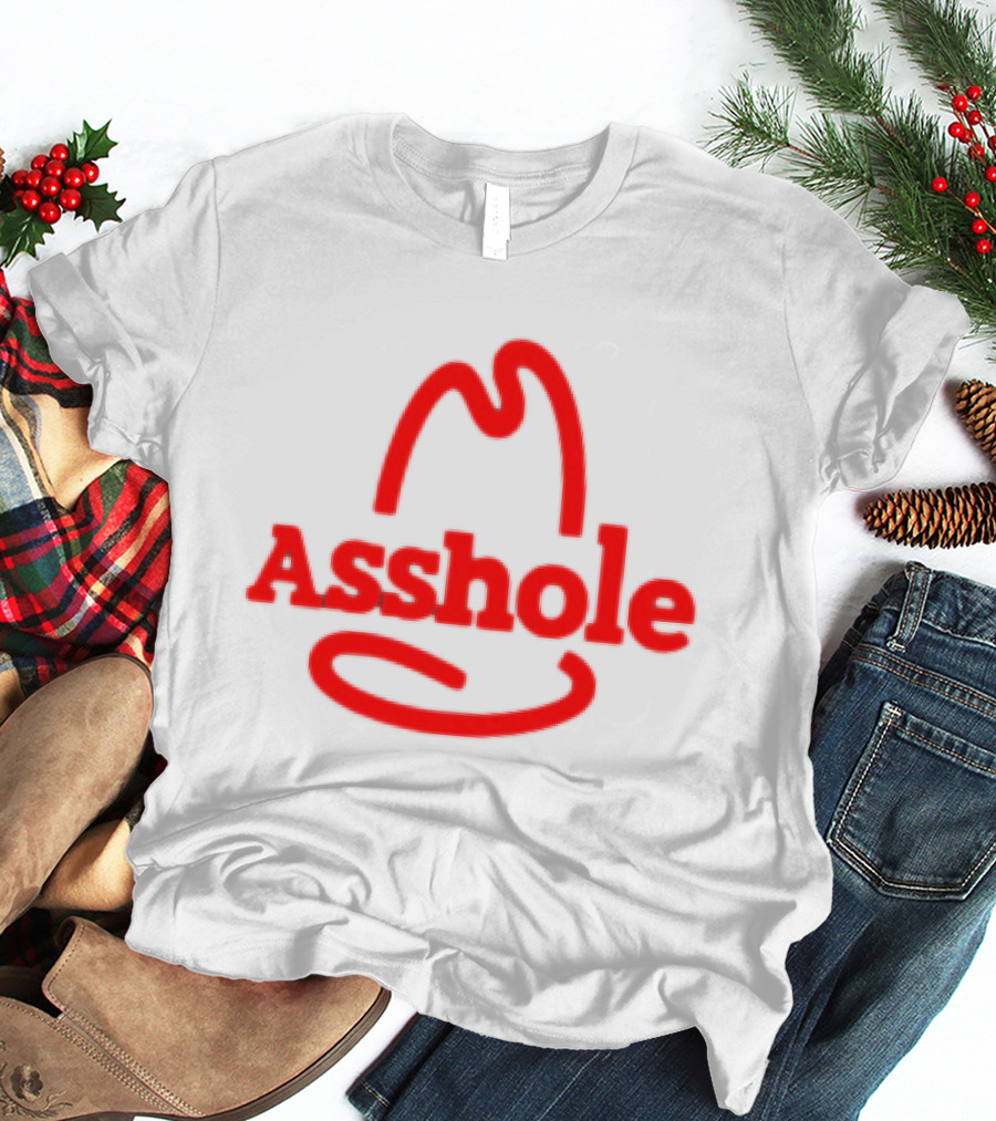 Asshole Cowboy Hat Red Outline Minimalist T-Shirt