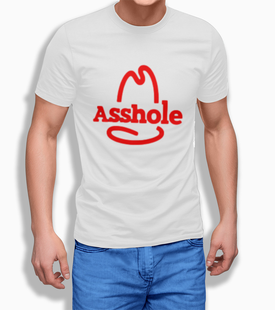 Asshole Cowboy Hat Red Outline Minimalist T-Shirt
