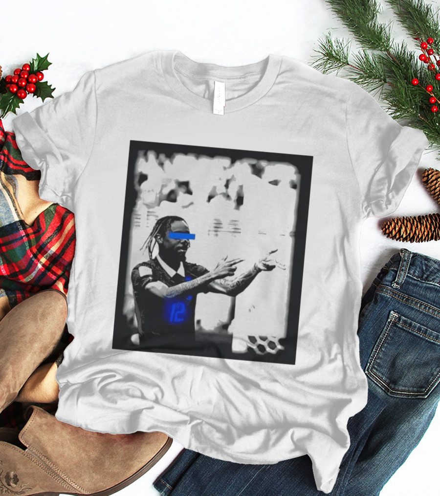 Bradley Barcola France Parasite Number 12 Footballer Blue Accents T-Shirt