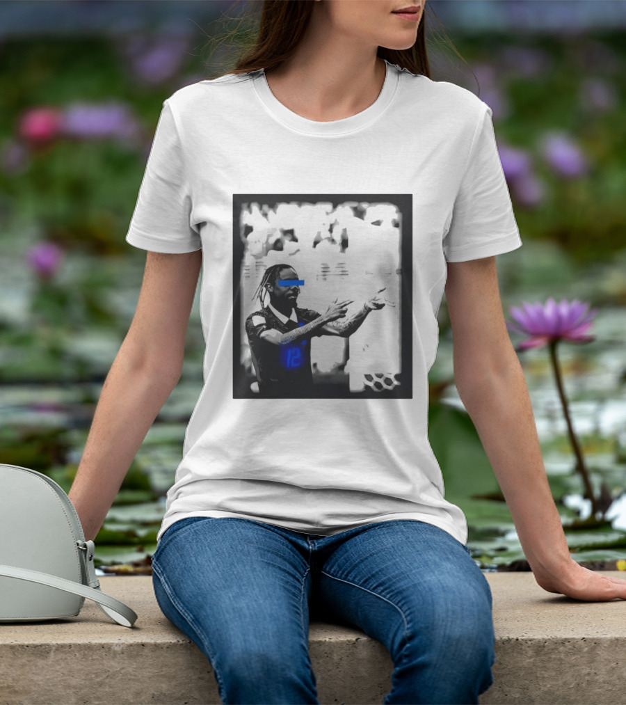 Bradley Barcola France Parasite Number 12 Footballer Blue Accents T-Shirt