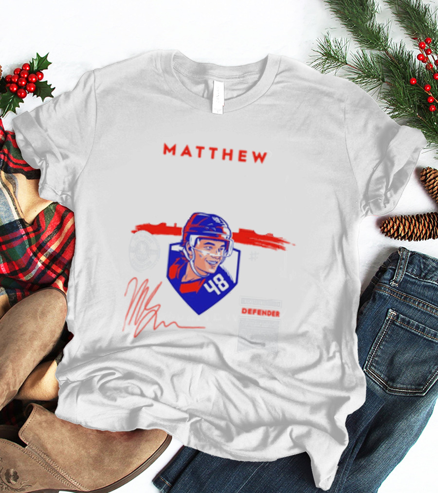 Matthew Schaefer New York Islanders 48 Spotlight Signature Helmets T-Shirt