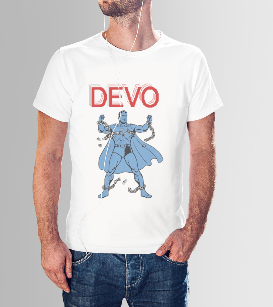 Devo Superhero Comic Style Action Figure T-Shirt