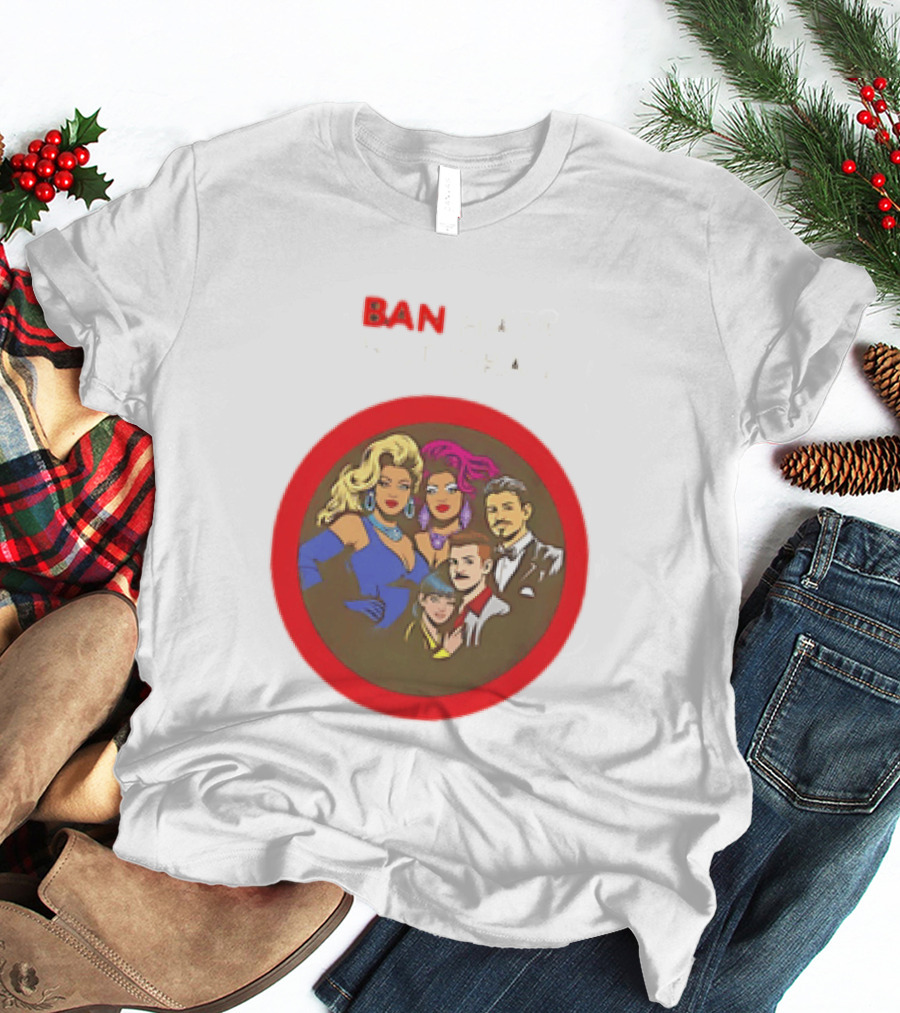 Ban Hate Not Drag Retro LGBTQ+ Inclusive Message T-Shirt