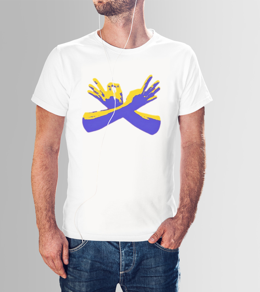 Hand Gesture Okay Yellow Blue Crossed Hands T-Shirt