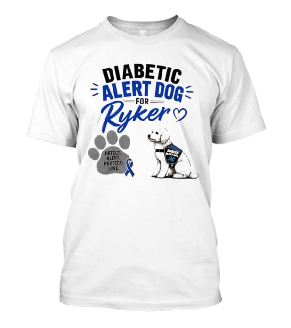 Diabetic Alert Dog Detect Protect Love Ribbon Ryker T-Shirt