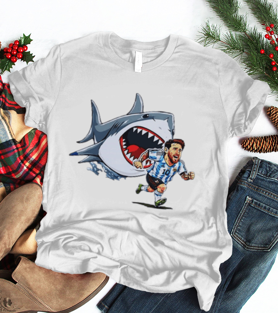 Lionel Messi Argentina Great White Shark Chase Soccer Star T-Shirt