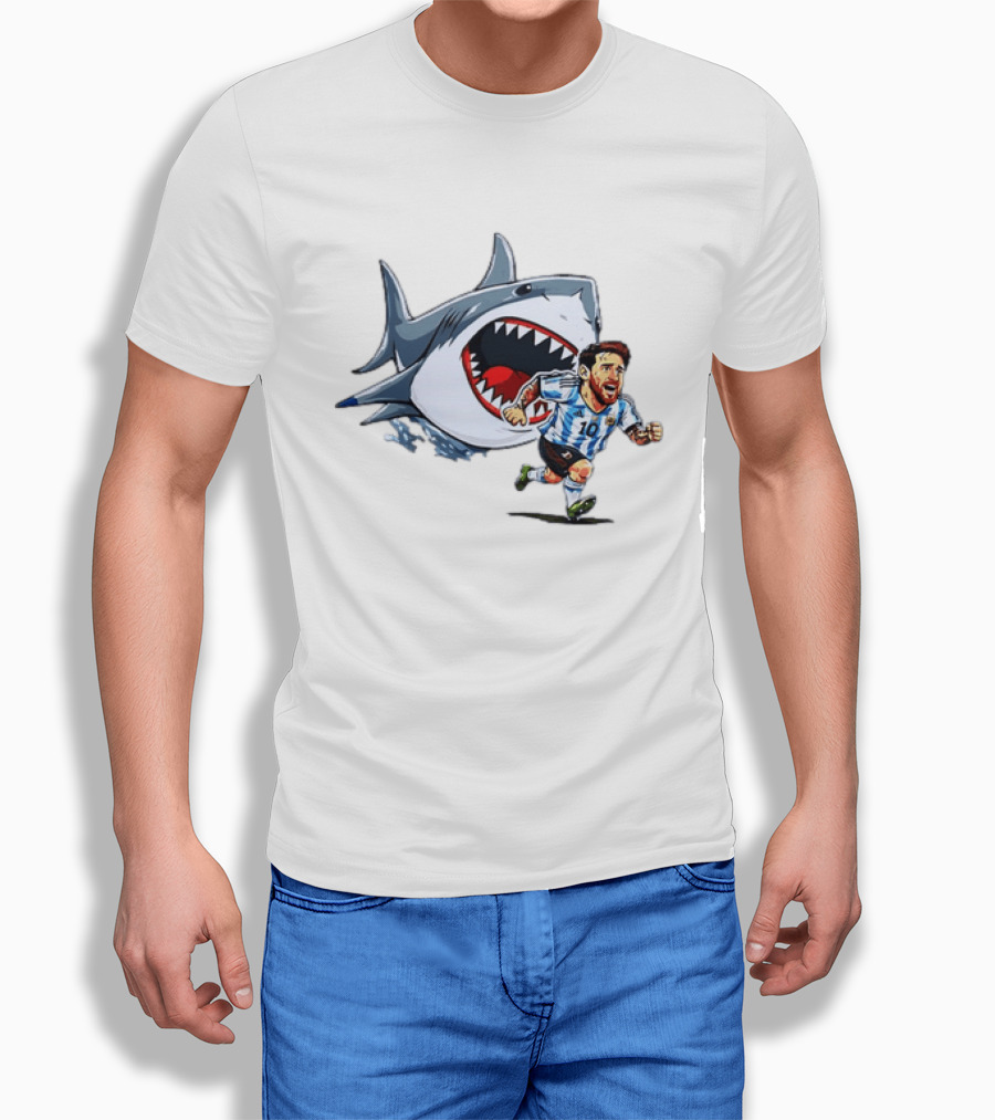 Lionel Messi Argentina Great White Shark Chase Soccer Star T-Shirt