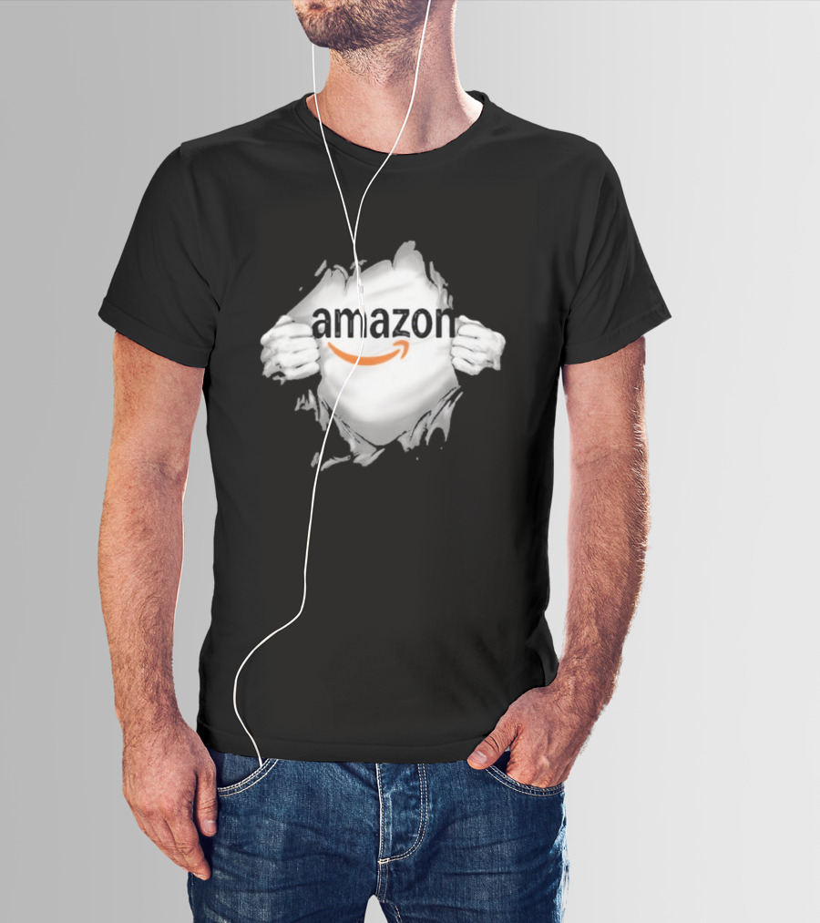 Amazon Ripped Chest Superhero Torn Employee T-Shirt