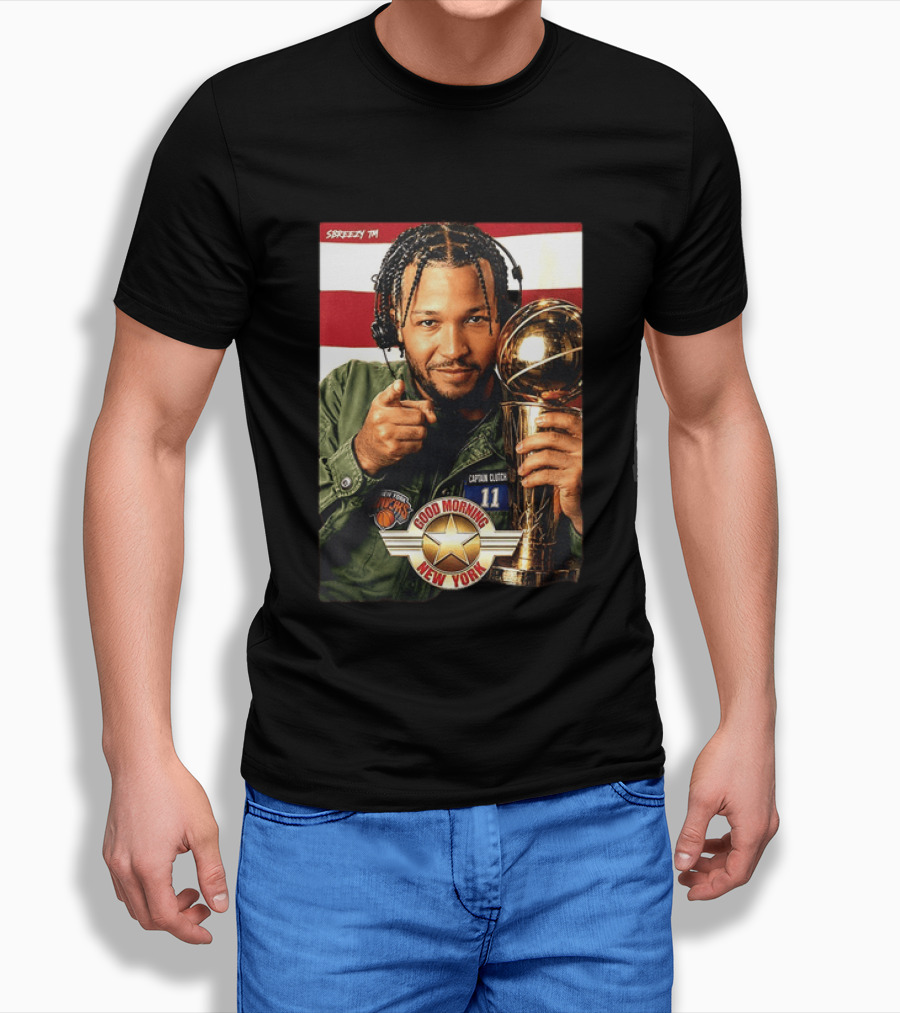 Jalen Brunson New York Knicks Captain Clutch 11 Good Morning New York NBA Trophy T-Shirt