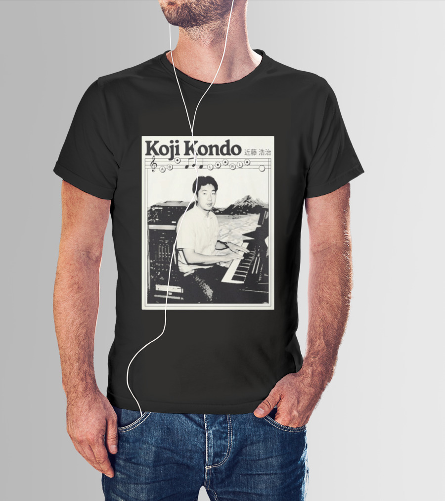 Koji Kondo Iconic Music Composer With Musical Notes And Piano Mastery T-Shirt