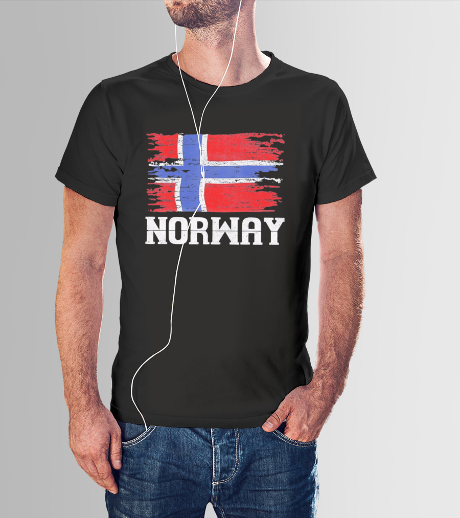 Norway Distressed Nordic Heritage Grunge Aesthetic Flag T-Shirt