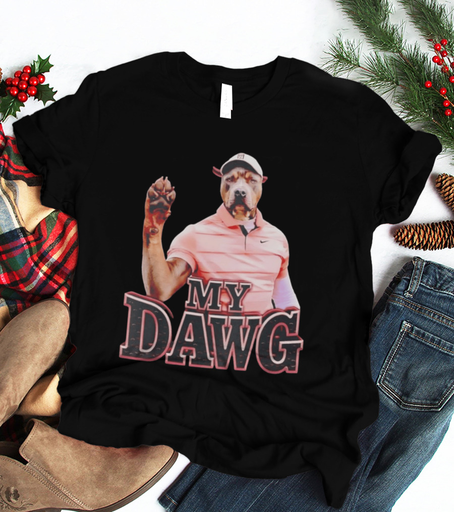 Tiger Woods Golfing Pitbull My Dawg T-Shirt