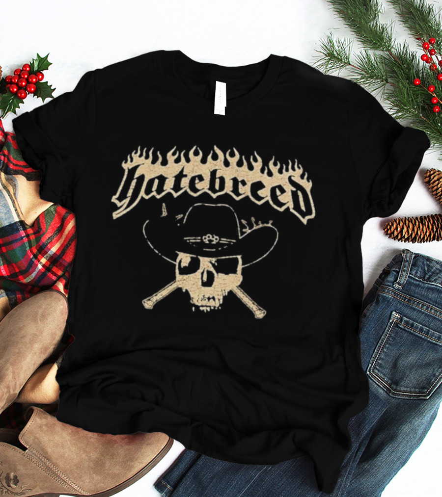 Hatebreed Skull Cowboy Hat Bones Summer Slaughter Tour 2026 Emo's Austin TX July 11 2026 T-Shirt
