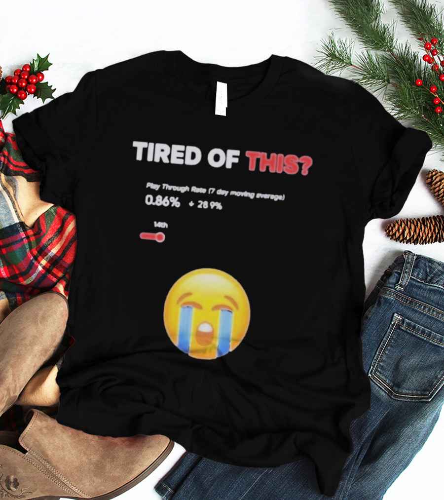 Tired Of This Play Through Rate 0.86% Crying Emoji Trend T-Shirt