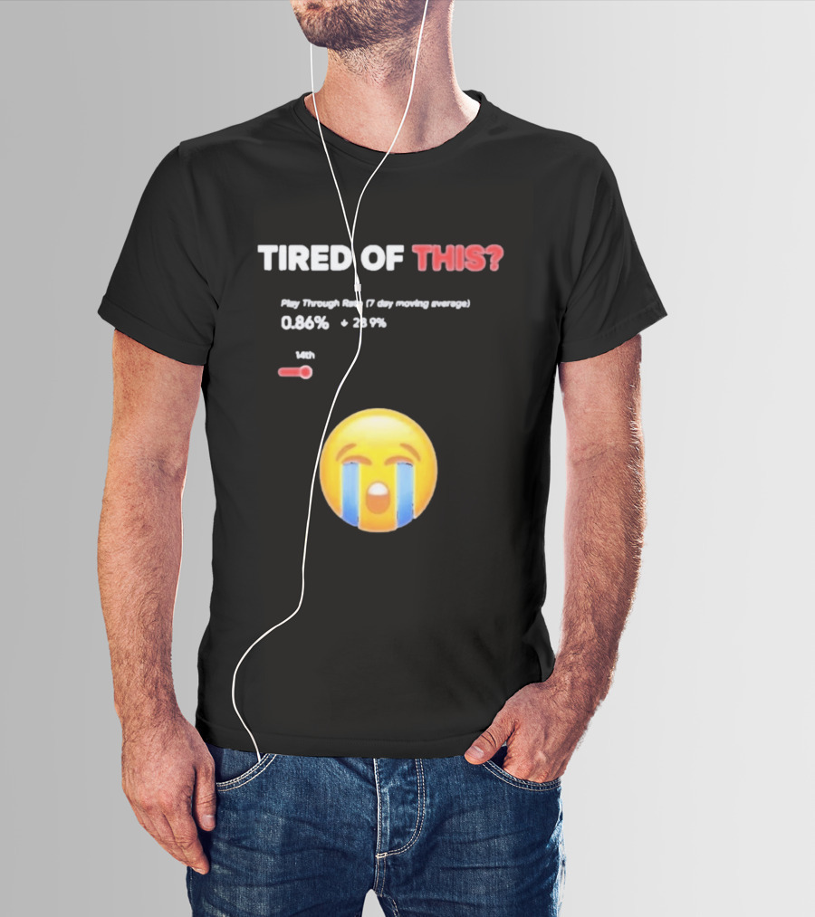 Tired Of This Play Through Rate 0.86% Crying Emoji Trend T-Shirt