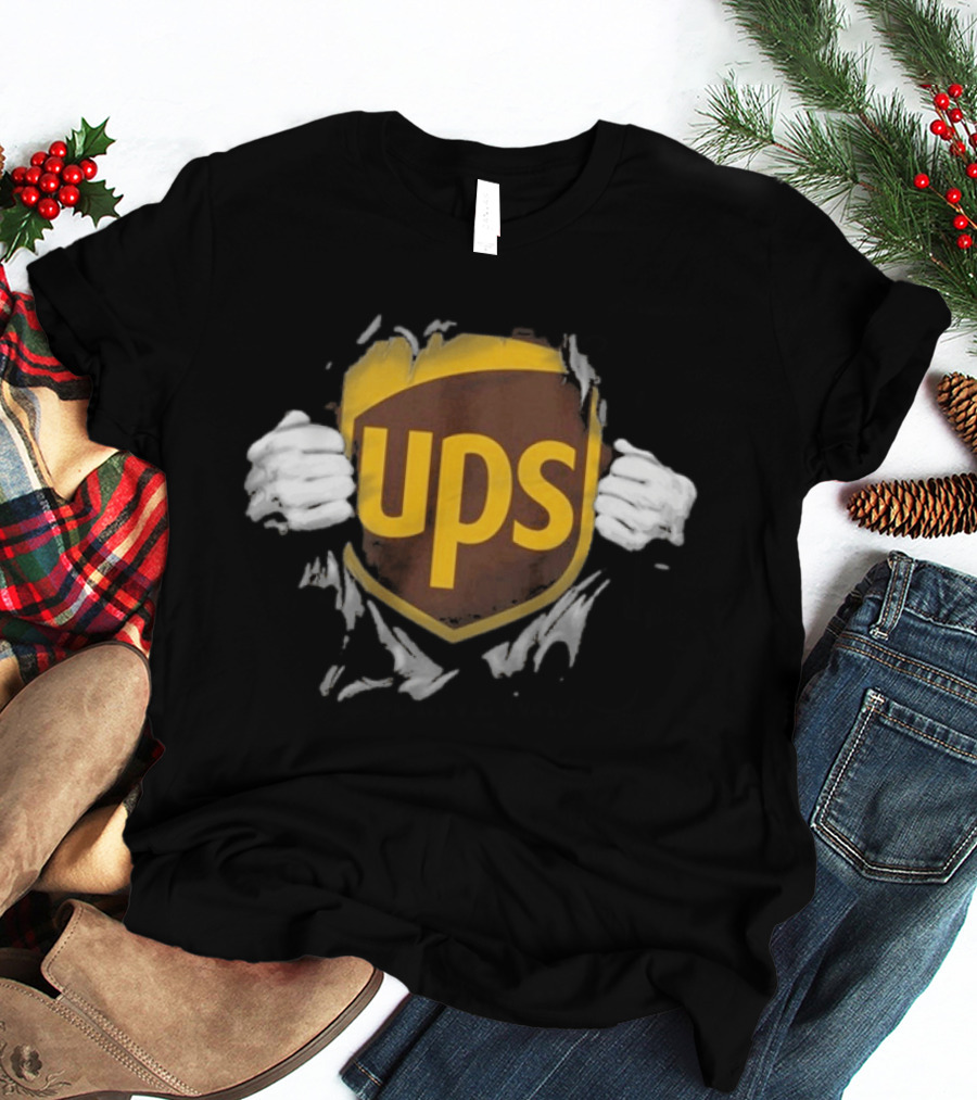 UPS Ripped Chest Superhero Torn Employee T-Shirt