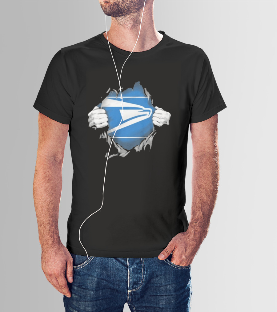 USPS Ripped Chest Superhero Torn Employee T-Shirt