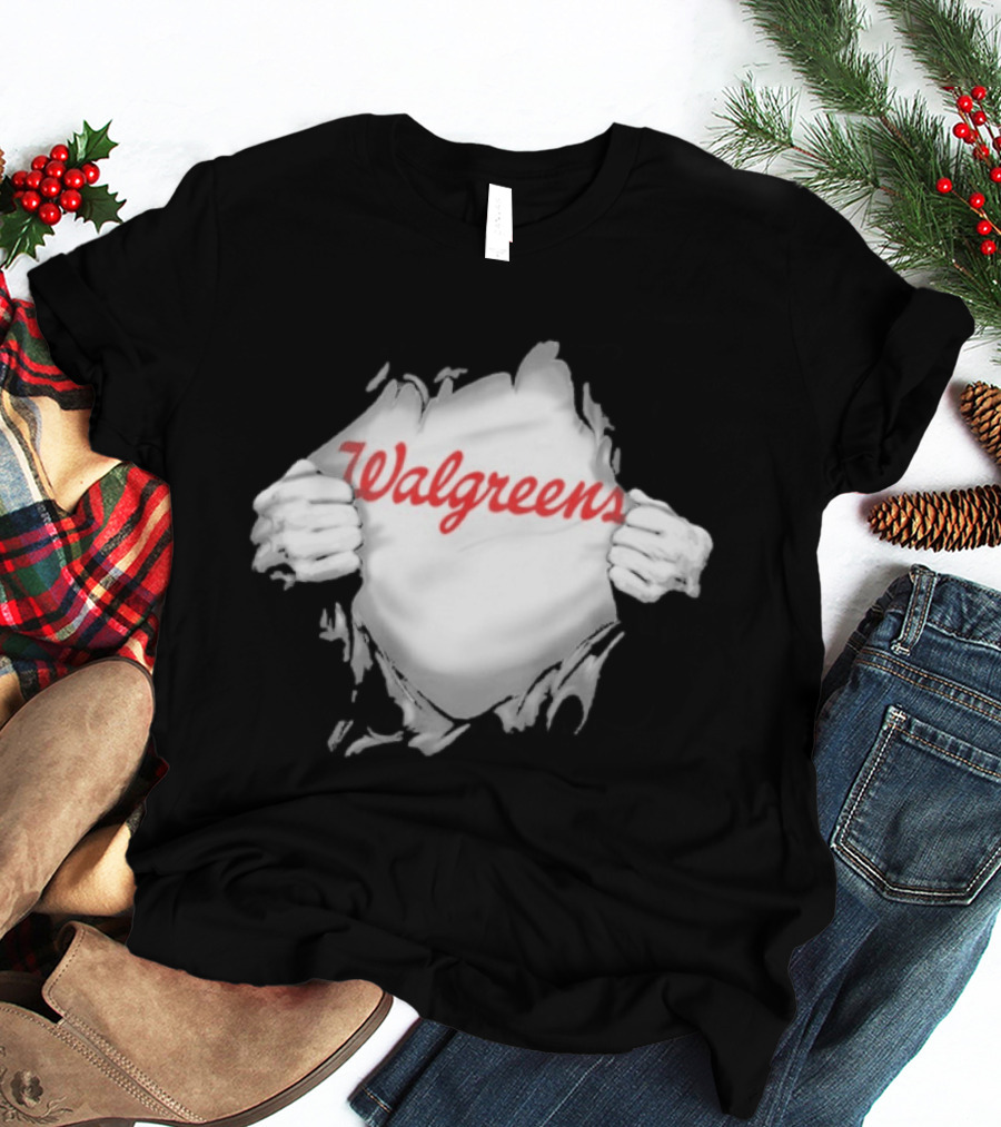 Walgreens Ripped Chest Superhero Torn Employee T-Shirt