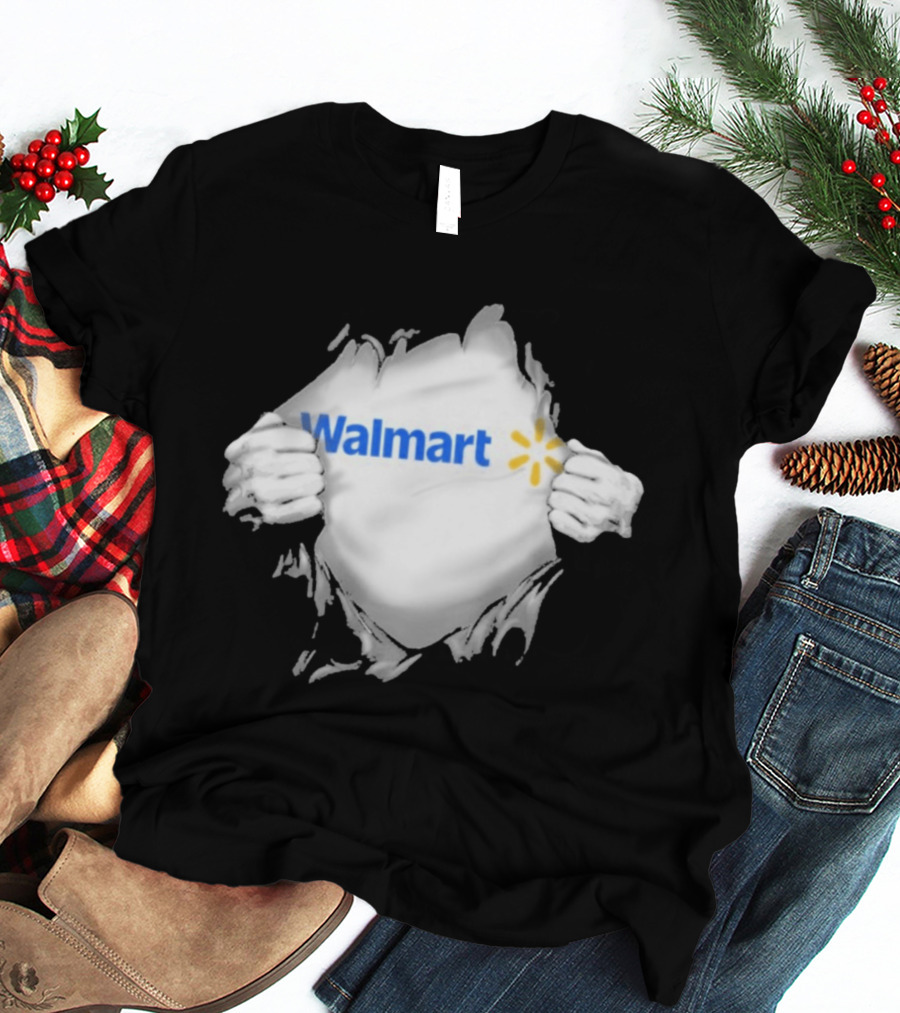 Walmart Ripped Chest Superhero Torn Employee T-Shirt