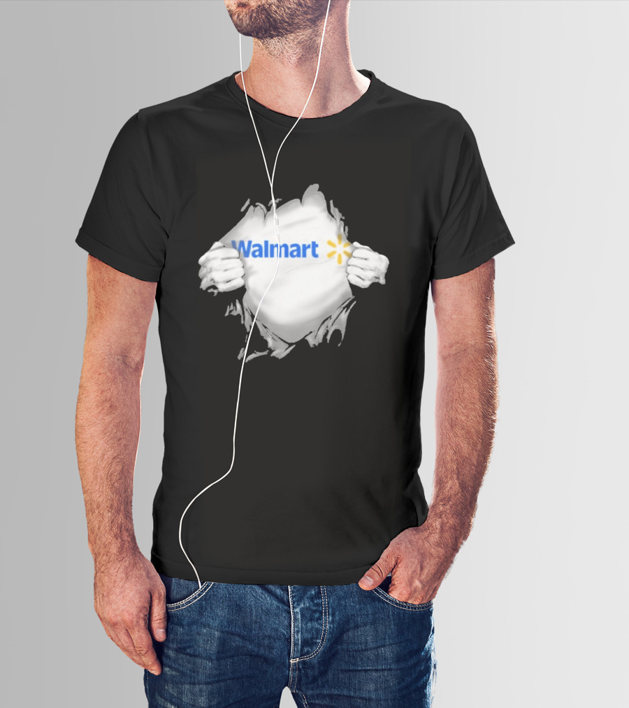 Walmart Ripped Chest Superhero Torn Employee T-Shirt