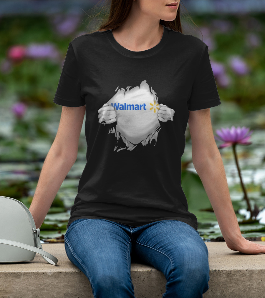 Walmart Ripped Chest Superhero Torn Employee T-Shirt