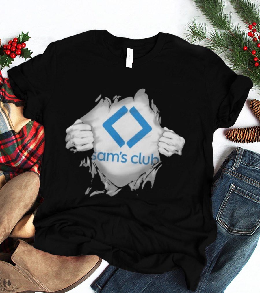 Sam's Club Ripped Chest Superhero Torn Employee Sam's Club T-Shirt
