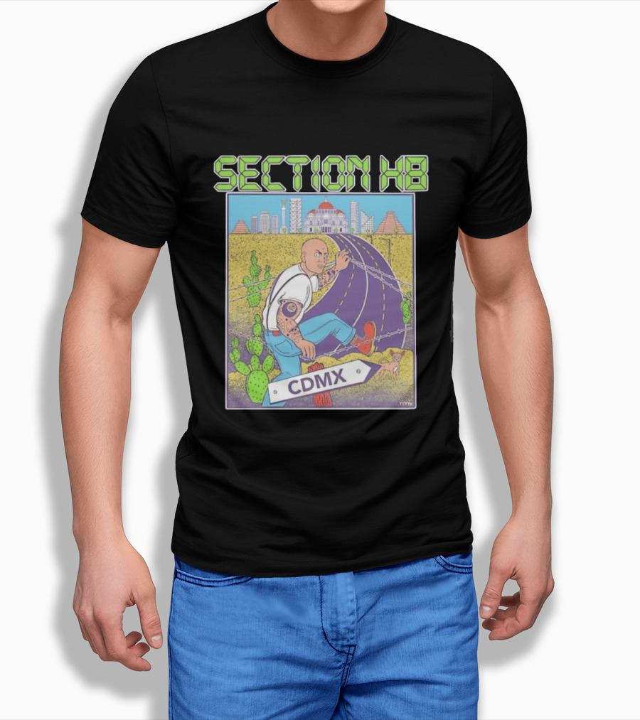 Section H8 CDMX Mexico City Punk Scene Urban Landscape With Cactus T-Shirt