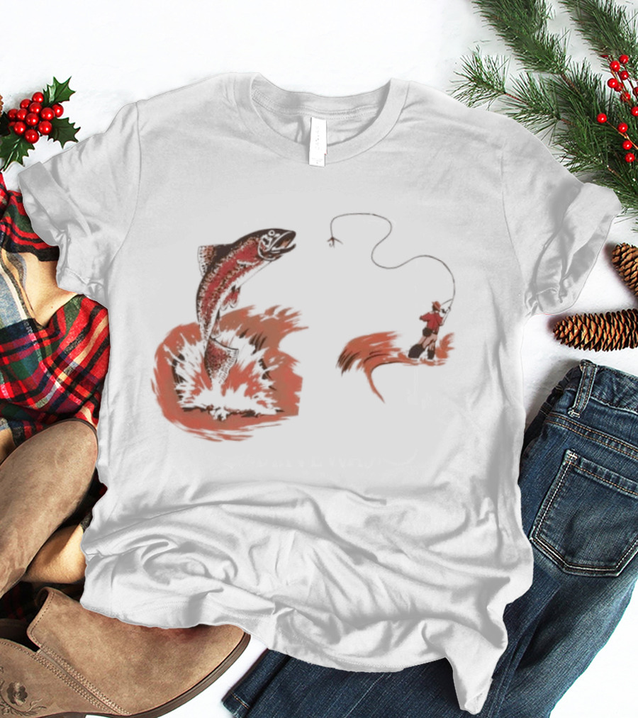 Fly Fisherman Catching Trout With Rod And Line T-Shirt