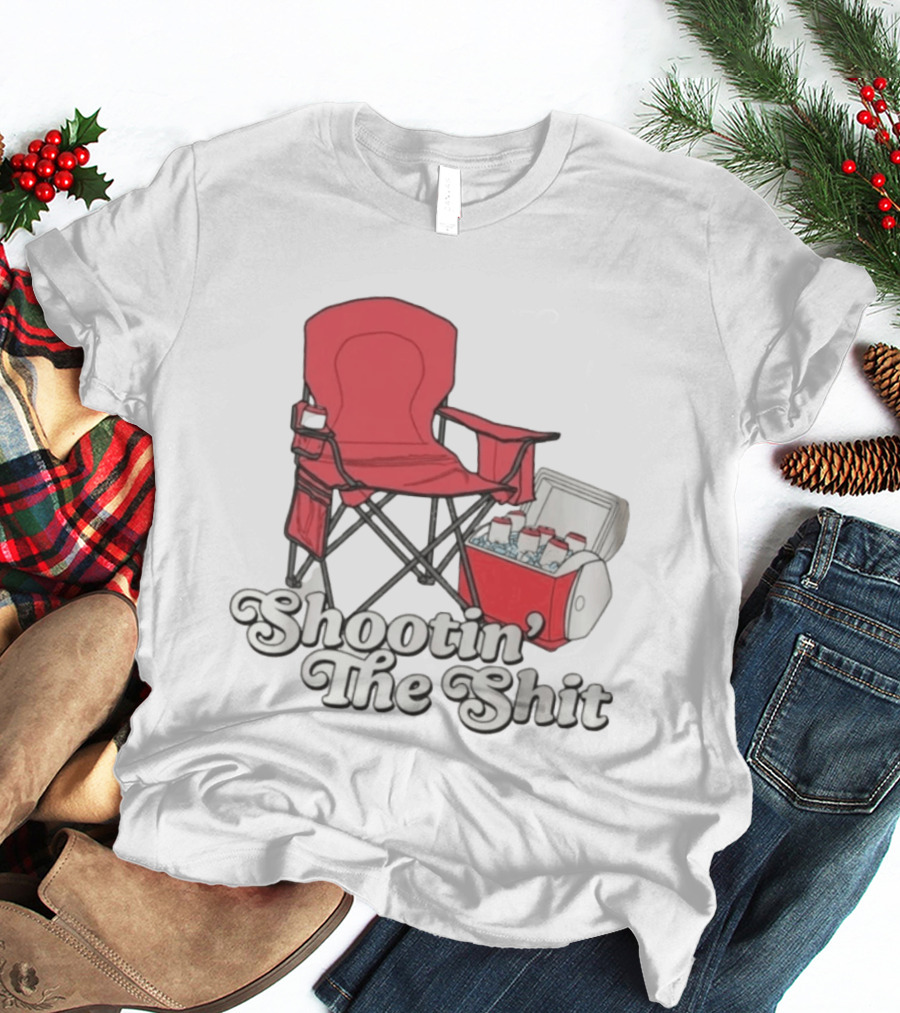 Shootin' The Shit Red Chair And Cooler BBQ Vibes T-Shirt