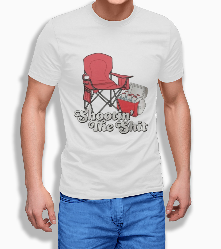Shootin' The Shit Red Chair And Cooler BBQ Vibes T-Shirt
