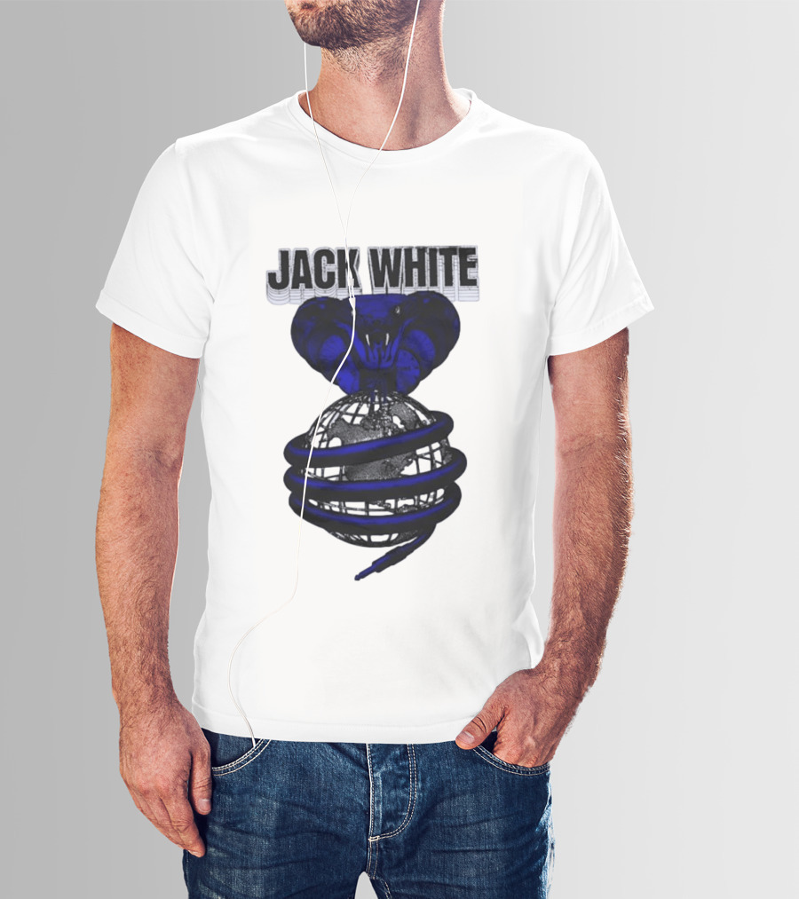 Jack White Cobra Wrapped Around Globe Music Band T-Shirt