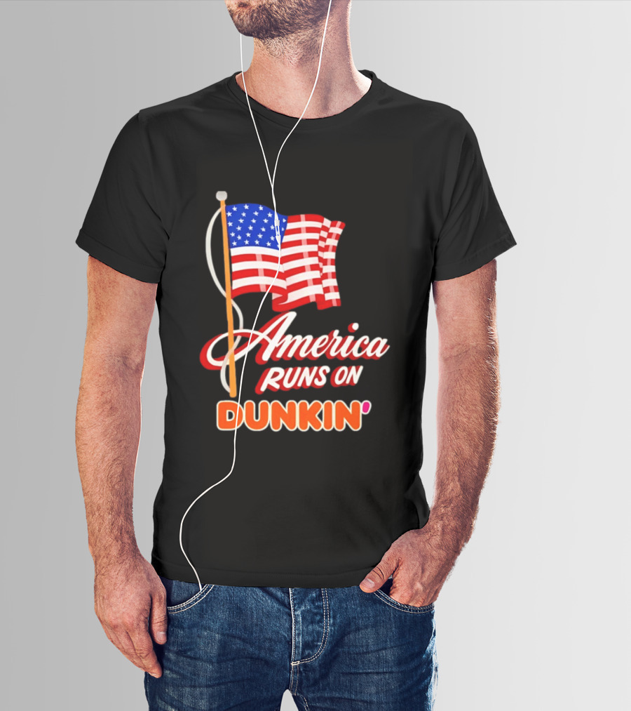 Patriotic America Runs On Dunkin' American Flag Pride T-Shirt