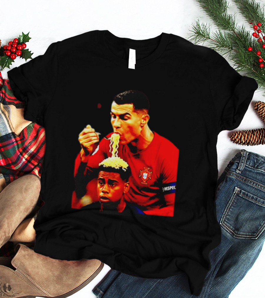 Cristiano Ronaldo Eating Noodles Meme Portugal Football UEFA T-Shirt