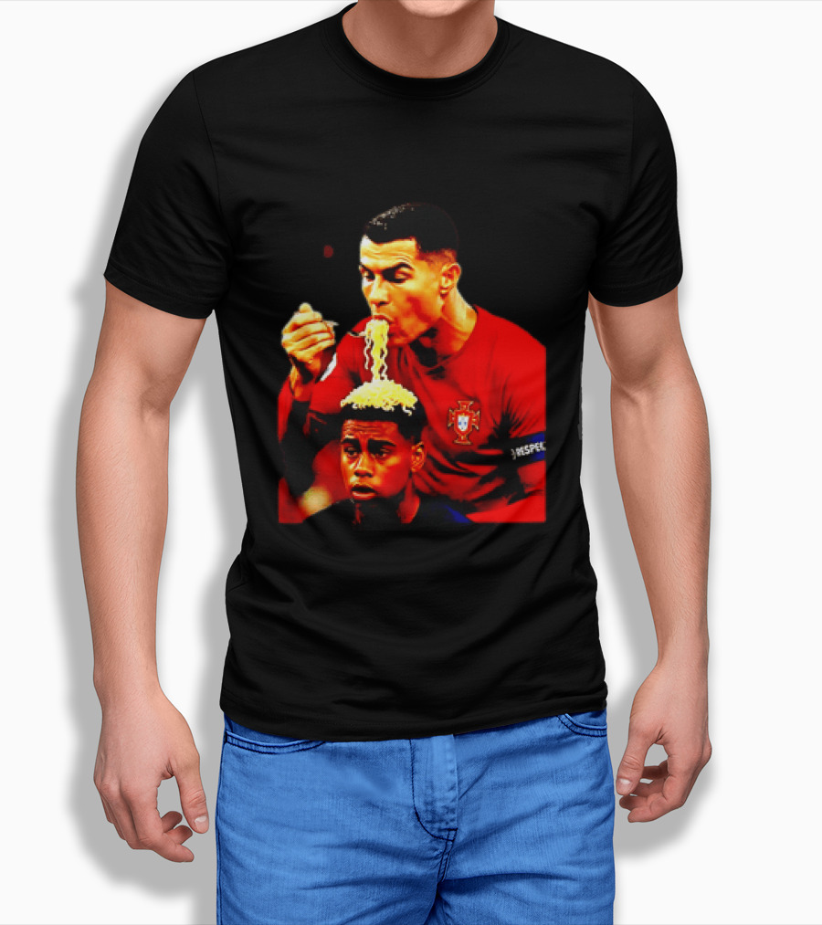 Cristiano Ronaldo Eating Noodles Meme Portugal Football UEFA T-Shirt