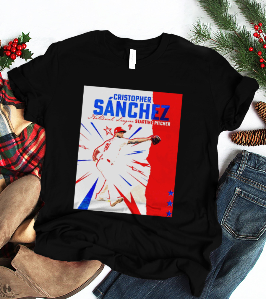 Cristopher Sánchez Philadelphia Phillies National League Starting Pitcher Red White Blue Stars T-Shirt