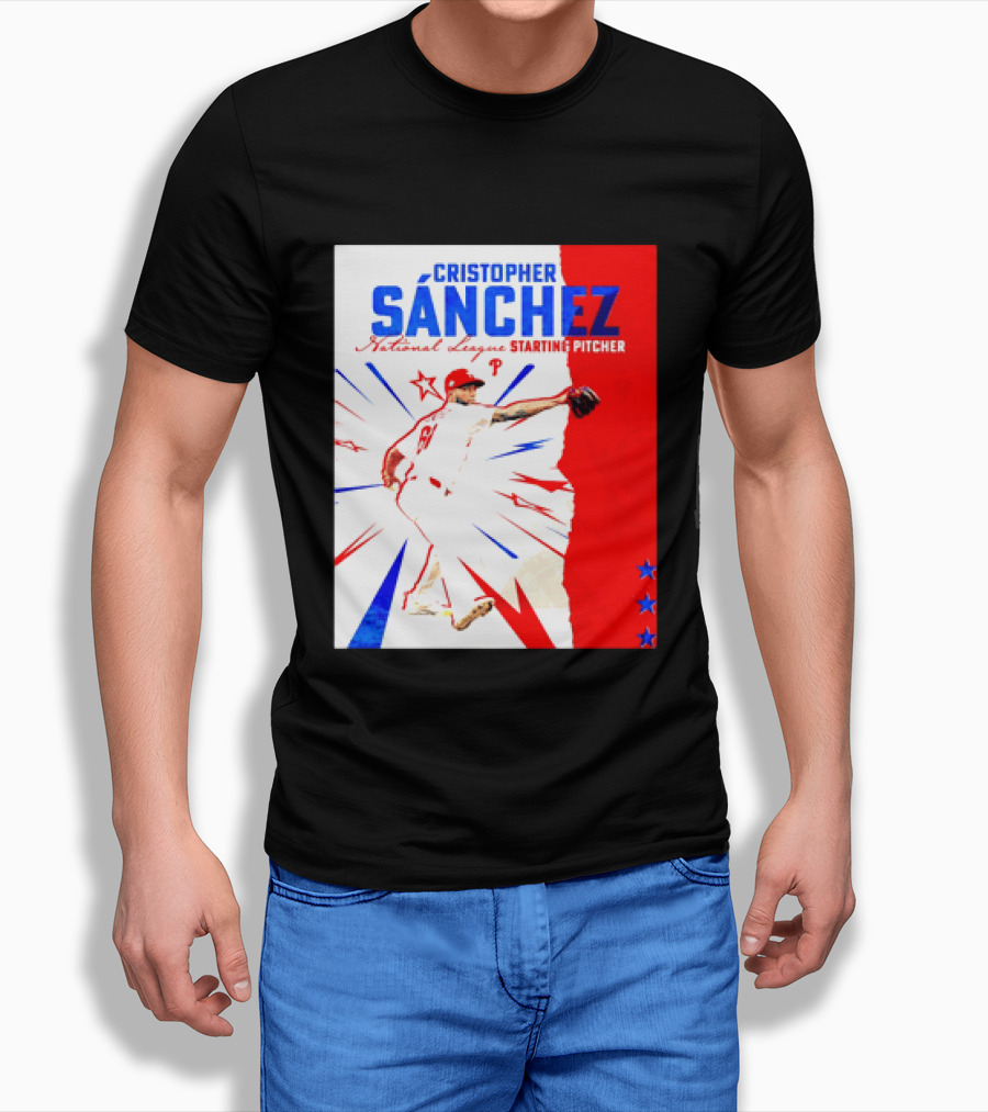 Cristopher Sánchez Philadelphia Phillies National League Starting Pitcher Red White Blue Stars T-Shirt