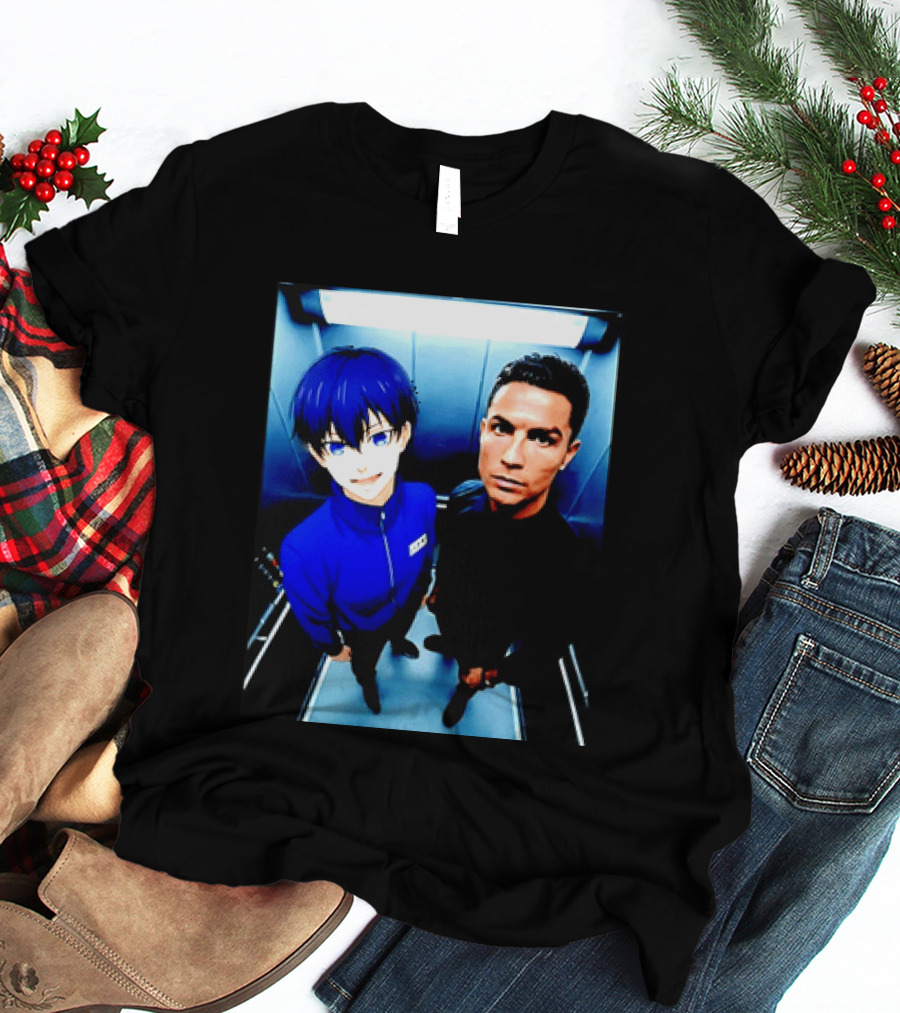 Ema Isagi Cristiano Ronaldo Collaboration Blue Lock Anime Football Star T-Shirt