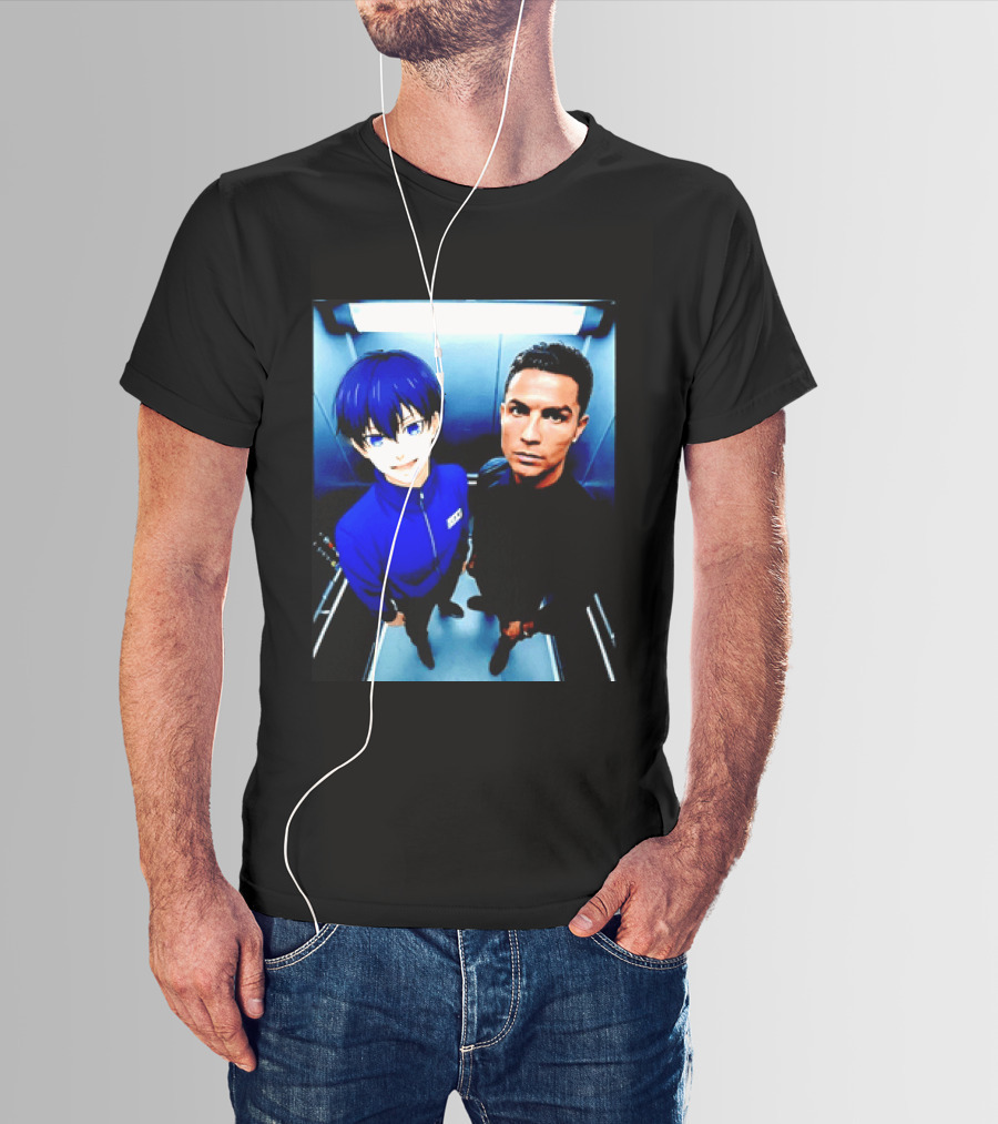 Ema Isagi Cristiano Ronaldo Collaboration Blue Lock Anime Football Star T-Shirt
