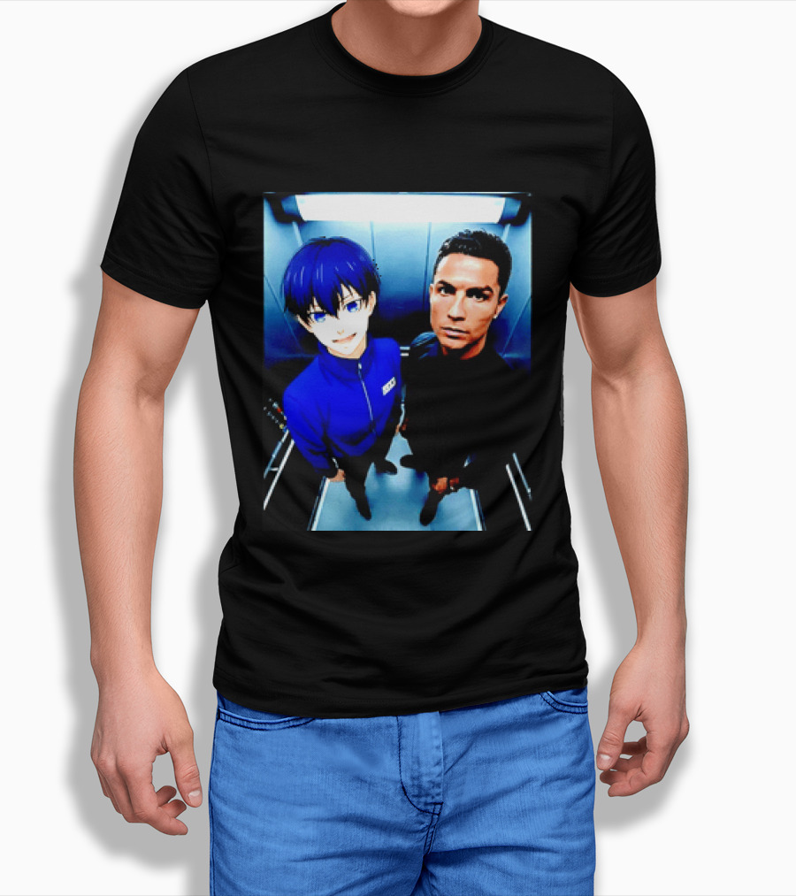 Ema Isagi Cristiano Ronaldo Collaboration Blue Lock Anime Football Star T-Shirt
