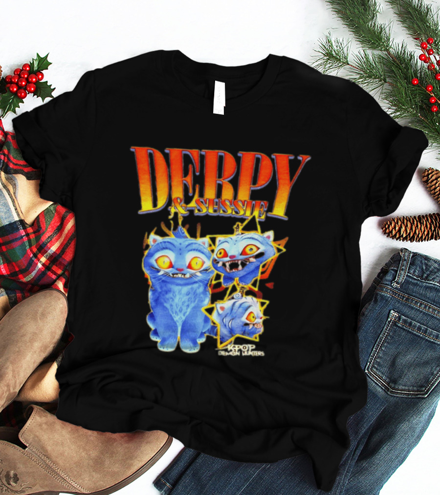 Derpy And Sussie KPop Demon Hunters 2026 Blue Cat Stars T-Shirt