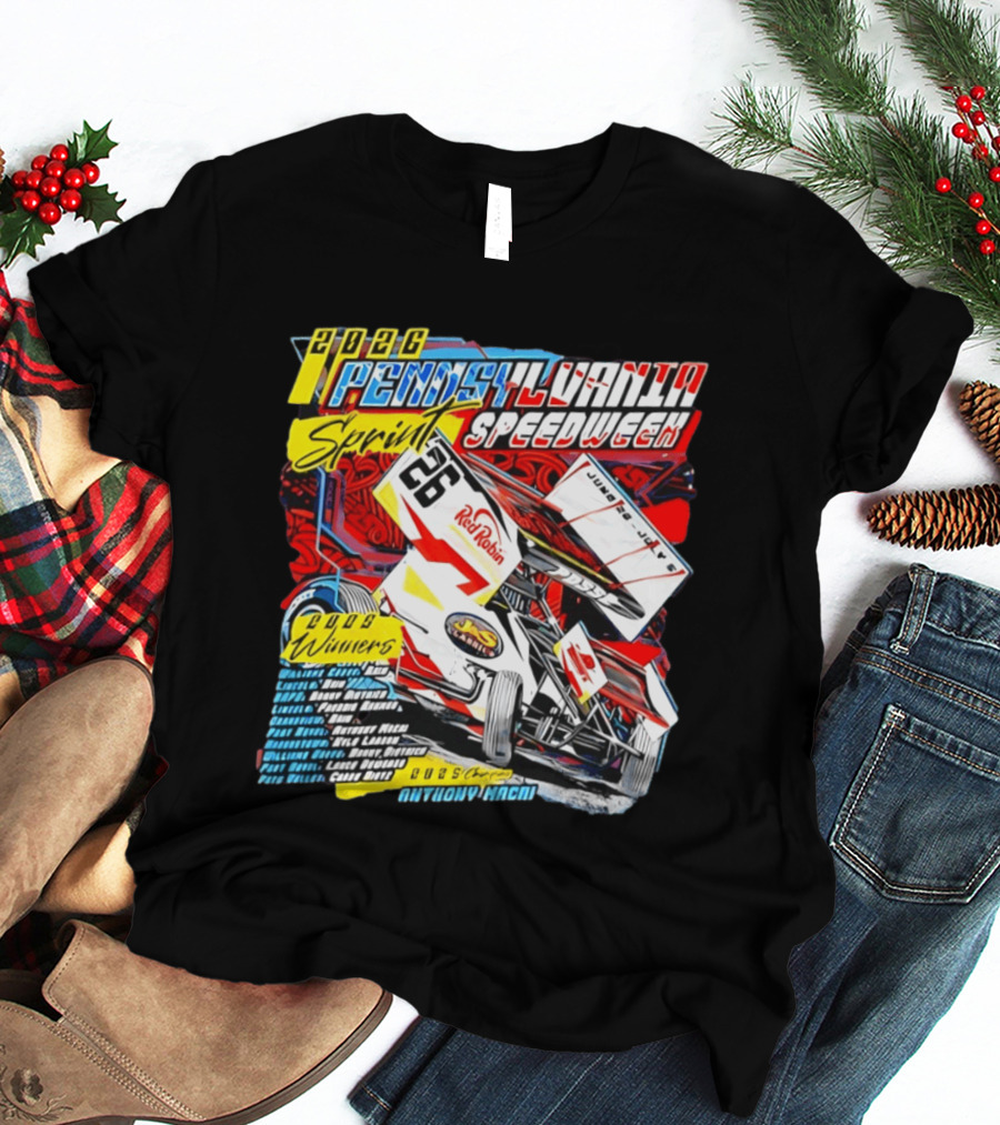 2026 Pennsylvania Speedweek Sprint Race Winners June Kyle Larson Racing Red Robin T-Shirt